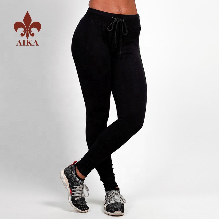 Utmerket kvalitet, høy strekkbare leggings for kvinner - Høykvalitets tilpasset vanlig blank stil dametrening løpe fitness svart skinny treningsbukser – AIKA