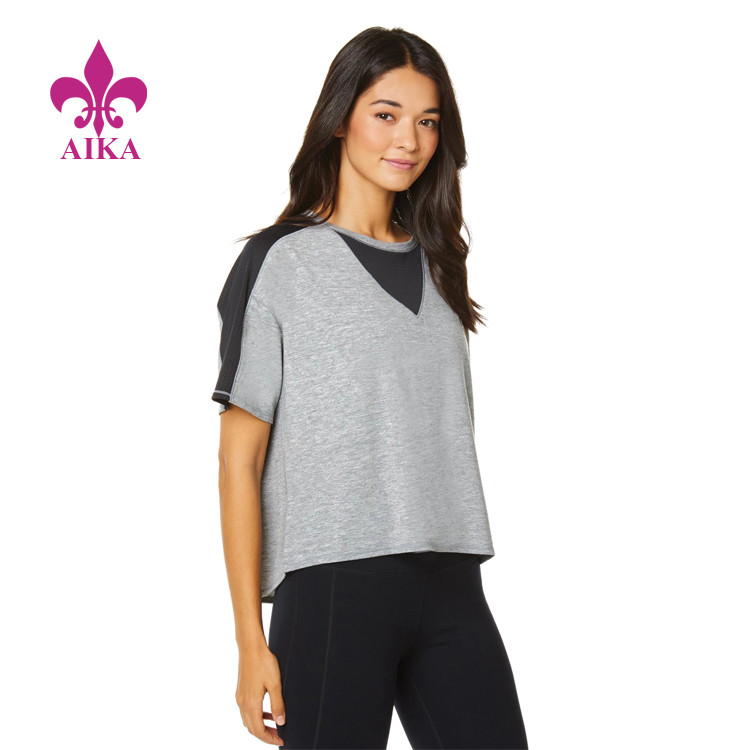 Kūʻai wela nā pālule ʻo Factory Oem - nā wahine hoʻopio Tee activewear ultra soft sweat-wicking short sleeve shirt fitness gym wear – AIKA