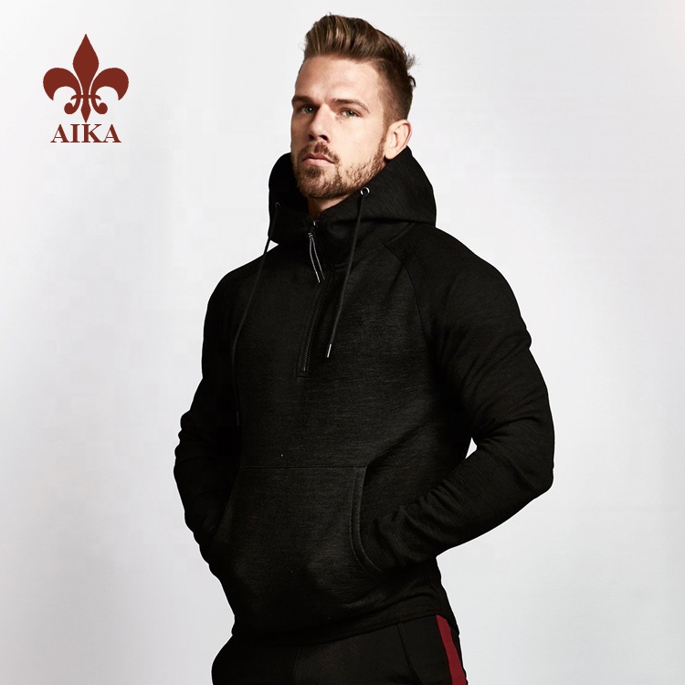 Фабричен източник Клин Панталони - Висококачествен персонализиран черен полиестер спандекс мъжки зимни облекла на едро обикновен суичър с качулка – AIKA