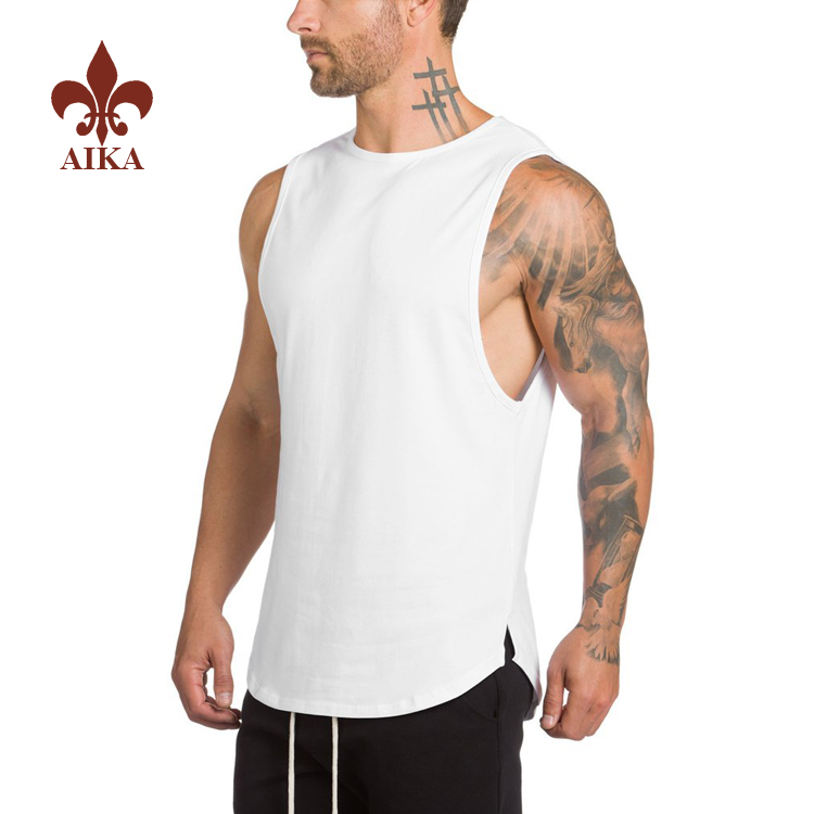 Suplay sa Pabrika nga Mga Lalaki nga Plain Shirt - 2019 nga pakyawan nga Dry fit cotton spandex sports wear custom men fitness gym stringer - AIKA