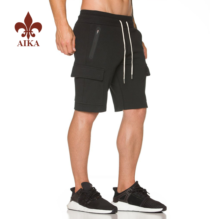 Factory Supply Men'S Sports Wear Joggers - Groothandel workout sportkleding op maat gemaakte heren gym cargo shorts met zijzakken - AIKA