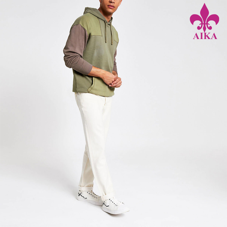 Visokokakovosten moški pulover s kapuco – visokokakovostni moški puloverji s kapuco z dolgimi rokavi v kontrastni barvi – AIKA