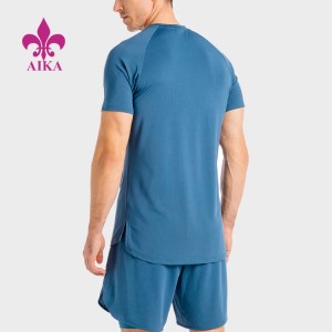 Vasaros didmeninė prekyba kvėpuojantis poliesterio elastano marškinėliai pagal užsakymą spausdinami kūno rengybos drabužiai, vyriški marškinėliai