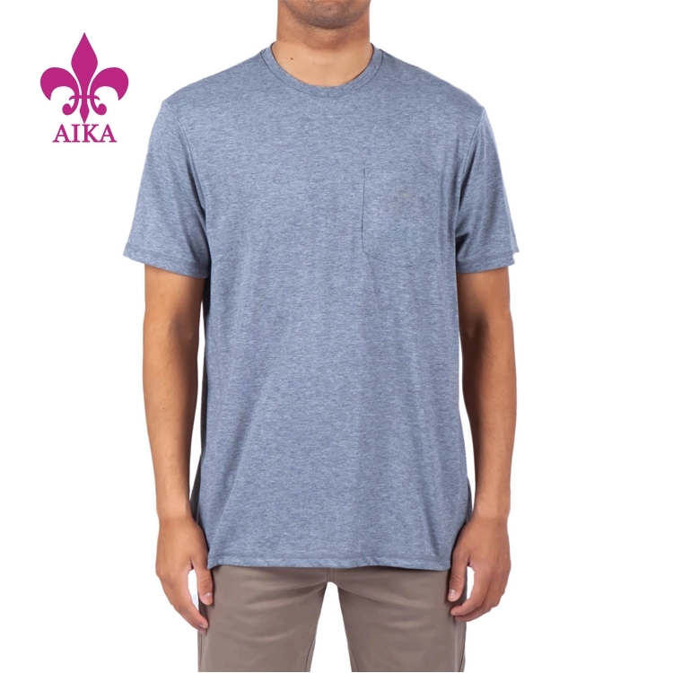 Priedušné oblečenie na jogu 2019 v novom štýle – vlastné logo Pánske ležérne jednoduché tričko s vreckom na hrudník aktívne telocvičňa letné fitness tričko – AIKA