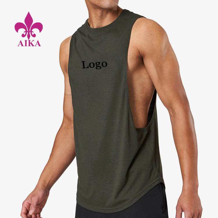 Leggings සඳහා පුනර්ජනනීය නිර්මාණය - වැඩියෙන්ම අලෙවි වන Athletic Wear Men Gym අභිරුචි ලාංඡනය Pritning Drop Armhole Sportswear Tank Top – AIKA