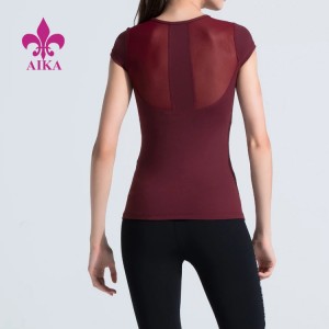 Pigiausi gamyklos didmeninės prekybos marškinėliai – tinkliniai trumpomis rankovėmis lengvi, kvėpuojantys sporto salės marškinėliai pagal individualų logotipą moterims – AIKA
