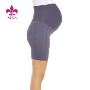 Custom Slim Fit Yoga mifoka rivotra haingana Polyester Spandex Maternity Shorts ho an'ny vehivavy