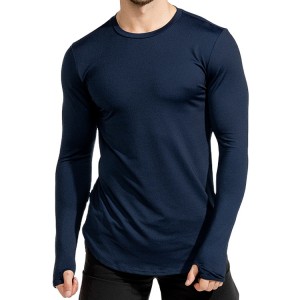 고품질 운동복 경량 훈련 체육관 엄지 구멍 남성용 긴 소매 티셔츠