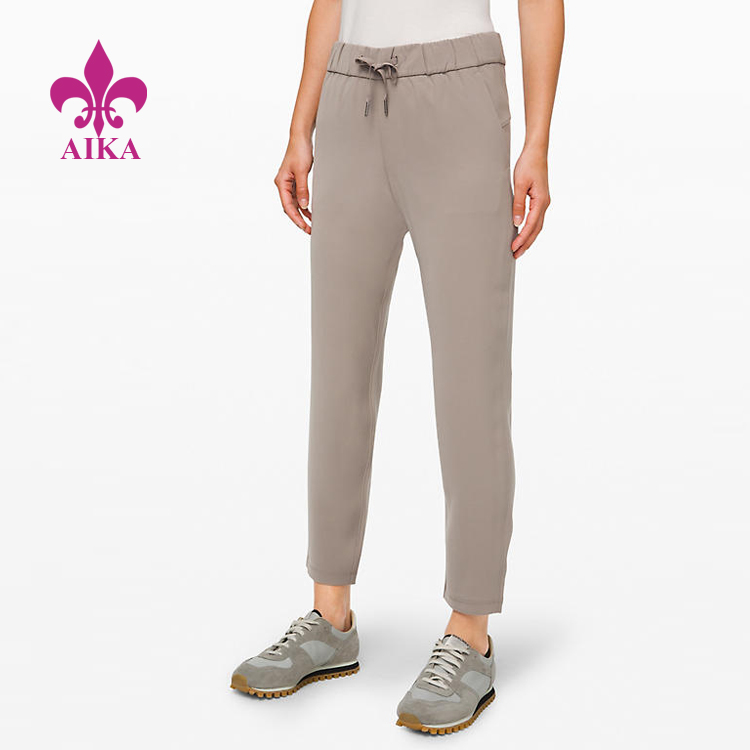 Roupas esportivas personalizadas femininas para academia de ginástica cintura alta respirável 7/8 calças de tecido