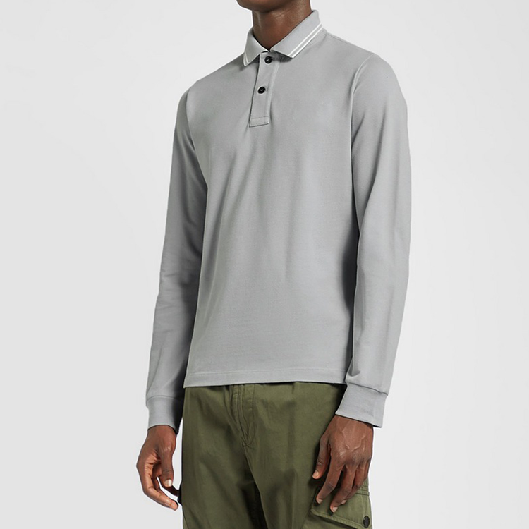 Toppkvalitets polyesterbukser Spandex - tilpasset design pustende frontknapptrening Langermet polo-t-skjorte for menn – AIKA