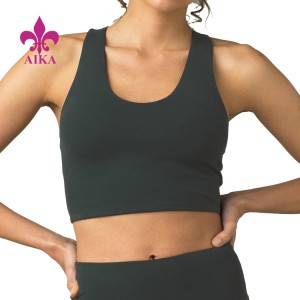 Lahke raztegljive ženske majice brez rokavov z V-izrezom Racer Back Crop Top za telovadnico