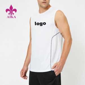 Camiseta sin mangas transpirable de poliéster ligero de secado rápido con logotipo personalizado para hombres, camiseta sin mangas deportiva al por mayor