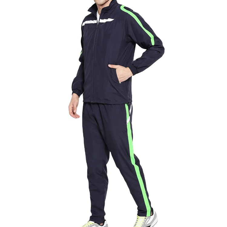 OEM High Quality Contrast Color Elastic Waist 100% Polyester Gym Woven Tracksuit For Men Featured Image