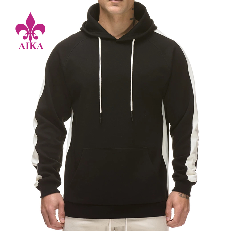 OEM-producent Sportstøj Fitnesstøj - Hvide Strips Design Kompression Åndbare sweatshirts Fitness Hættetrøjer Tøj til mænd – AIKA