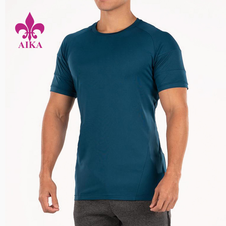Venda calenta per a pantalons de compressió - Samarreta de gimnàs atlètic muscular lleugera transpirable amb logotip personalitzat OEM per a home - AIKA