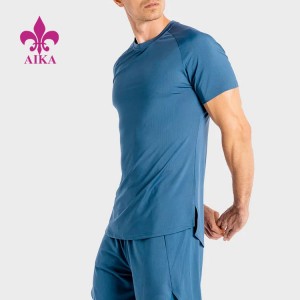 Poletna veleprodajna majica iz poliestra iz elastana, ki diha, po meri, oblačila za fitnes, moška majica s kratkimi rokavi