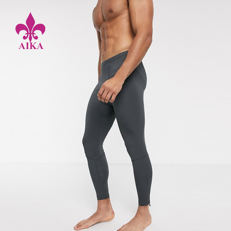 Populært design til sportstøjsbukser - Højkvalitets brugerdefineret åndbar kompression Letvægts lynlås til mænd, der løber stramme leggings – AIKA