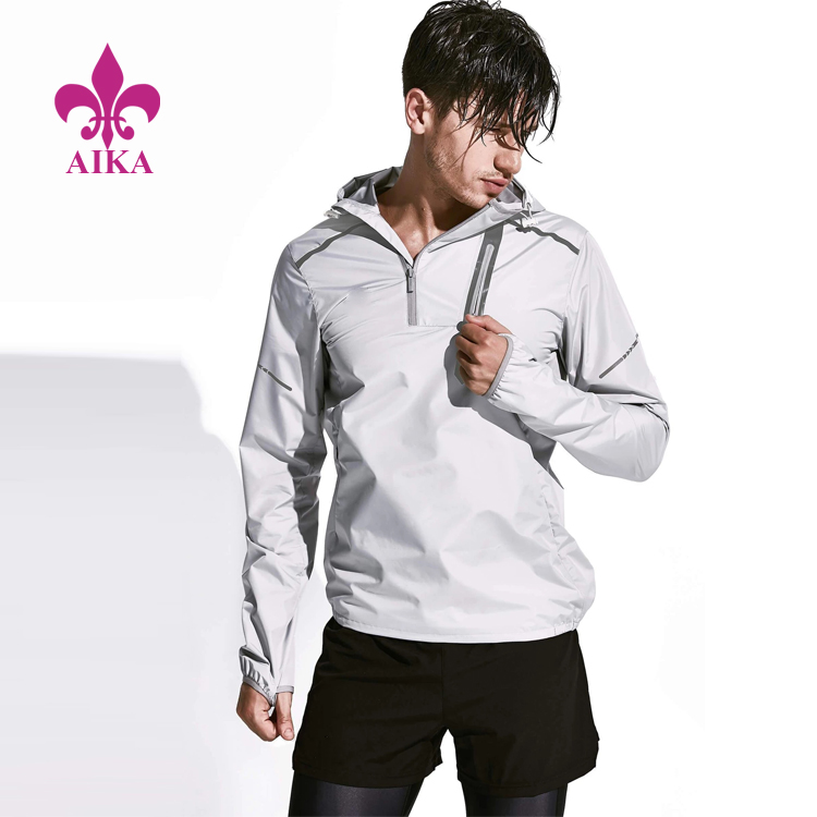יצרן מכנס אביב - סיטונאי בהתאמה אישית חצי רוכסן עיצוב מבריק גברים ספורט אימון סוודר מעיל - AIKA