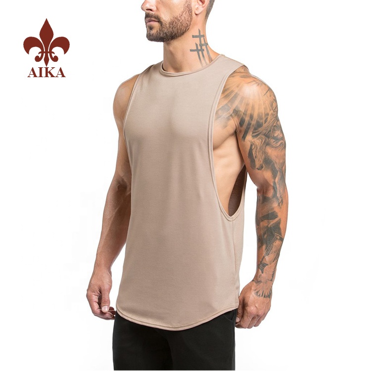 Najboljša prodaja Visokokakovostna moška bombažna majica brez rokavov Cool fit po meri, navadna telovadna majica brez rokavov