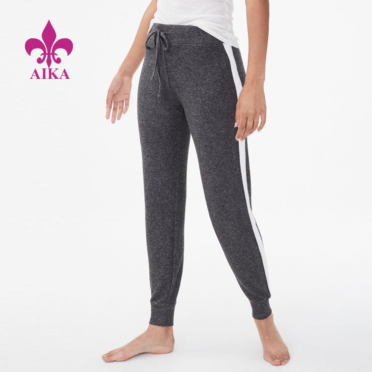 Custom na 100% Cotton Kumportable Durable Sporty Stripe Running Yoga Women Sweat Pants