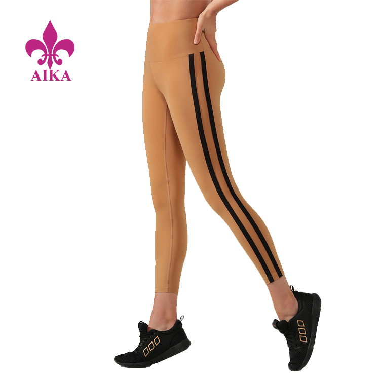 شلوارک تناسب اندام 2019 با کیفیت بالا - شلوار شلوار ورزشی فعال ورزشی راه راه اسپرت با کناره های تنگ و چسبان مخصوص زنان - AIKA