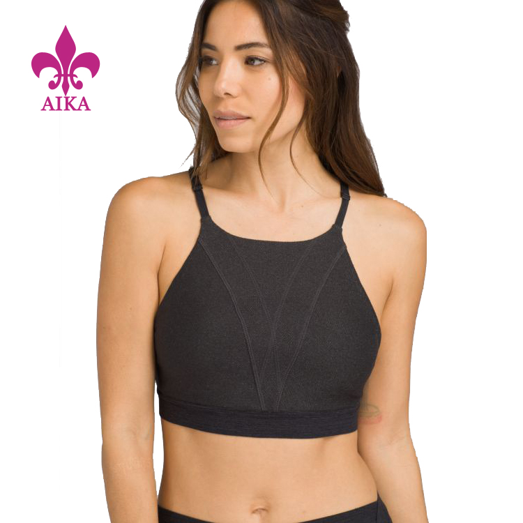8-års eksportør tilpasset yoga-bh - OEM fasjonable fitness nylon spandex activewear elastiske stropper gym enkel yoga bh for kvinner - AIKA