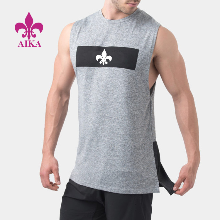 Tricou personalizat cu compresie, cu panou de culoare, maiuu de antrenament pentru îmbrăcăminte de gimnastică pentru bărbați
