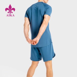 Sommer engros pustende polyester spandex t-skjorte tilpasset trykk Fitness Wear Gym T-skjorter for menn