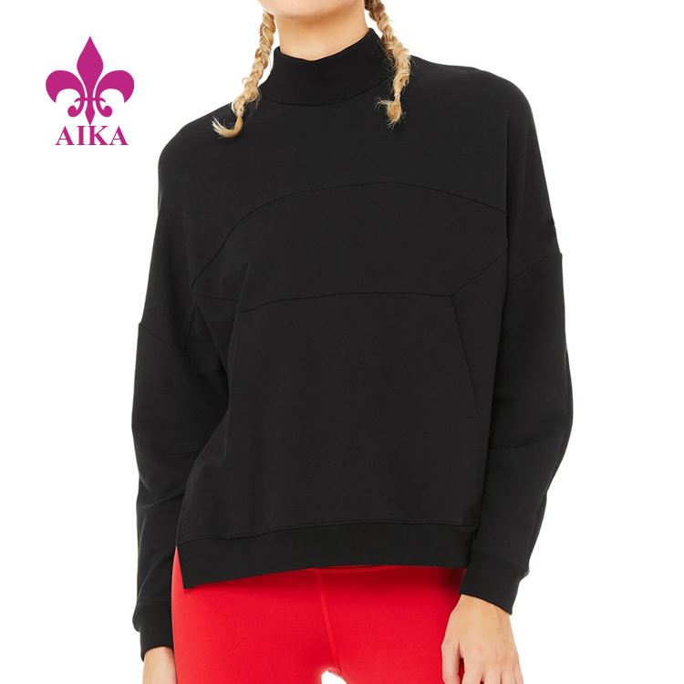 Fabrikssælger joggerbukser - grundlæggende modedesign Super blød fleece skjult kængurulomme dame sports sweatshirt – AIKA