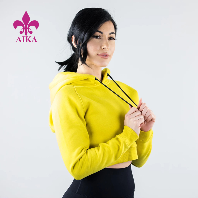 Prezo razoable para o fabricante de roupa deportiva de China - Sudadera con capucha deportiva recortada de forro polar ultrasuave de estilo moderno personalizado de alta calidade - AIKA