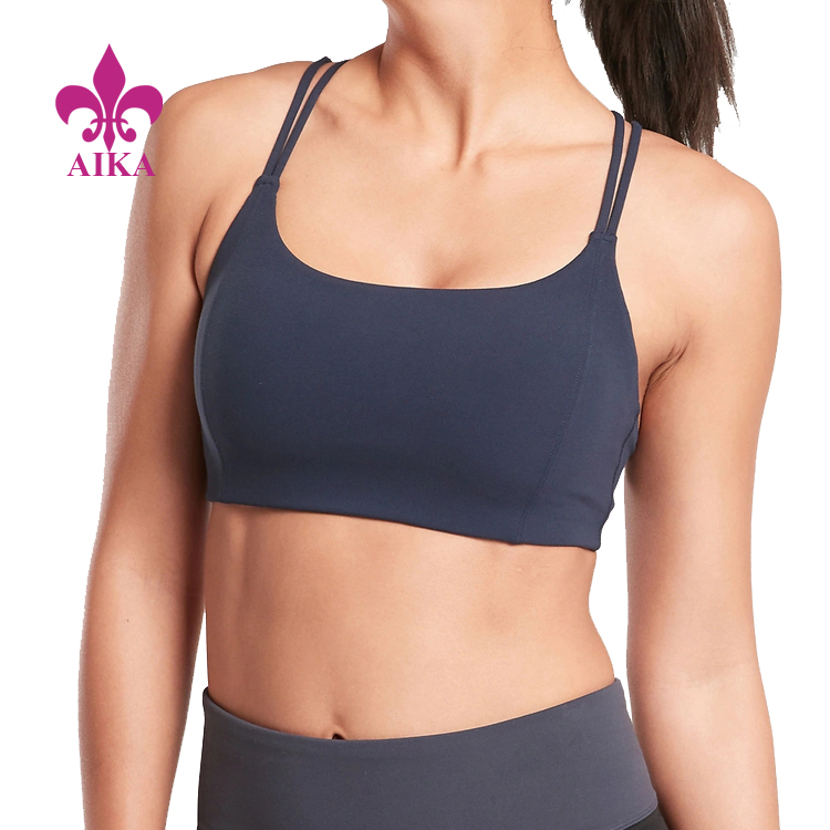 Kore Whakataetae Whakataetae Pai - Push Up Design Navy Color Nylon Spandex Wear Compression Yoga Sports Bra For Women – AIKA