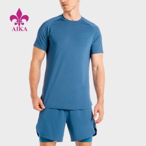 Poletna veleprodajna majica iz poliestra iz elastana, ki diha, po meri, oblačila za fitnes, moška majica s kratkimi rokavi