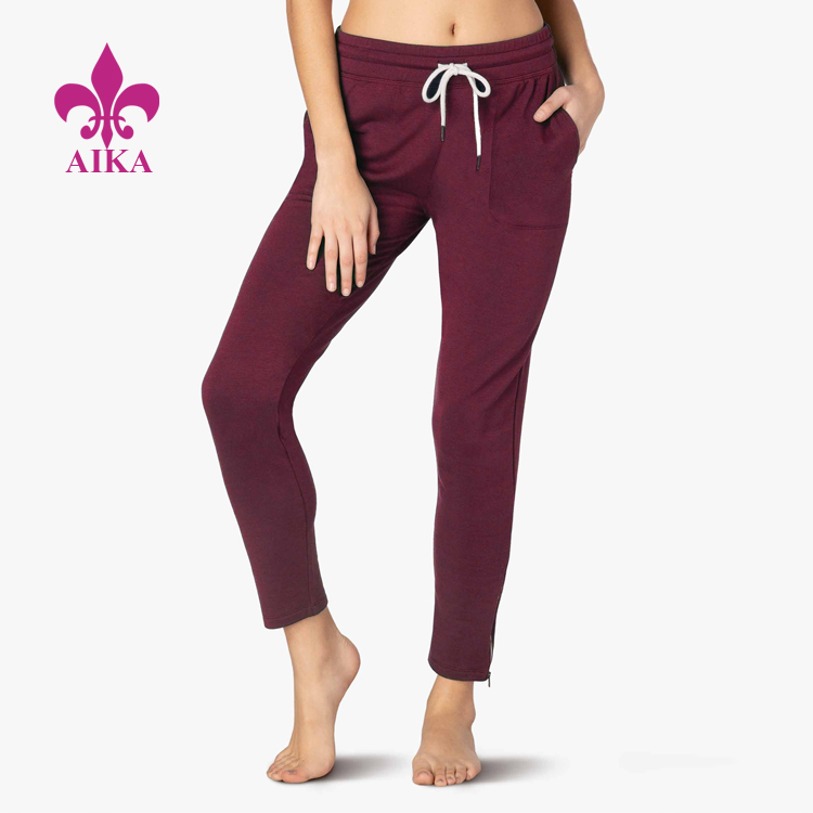 Fashion Design Ladies Sports Wear Slim Fit Stripe Tape Zipper Gym Yoga Sweatpants