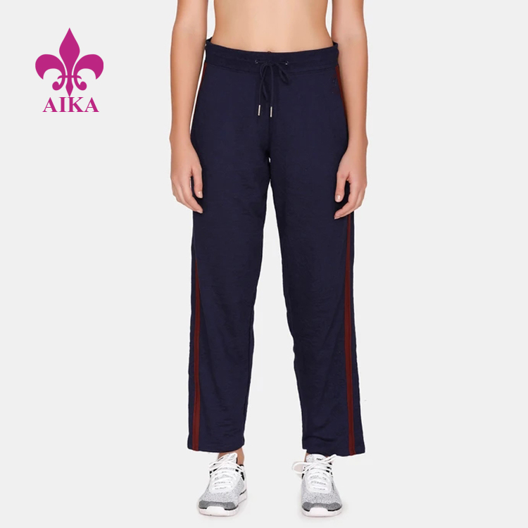 Wholesale Custom Plain Stripe Regular Fit Track Pants Women Sports Yoga Joggers