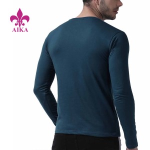 OEM Custom Silk Screen Printing Logo Men's Training Running Gym V Neck Long Sleeves T Shirts