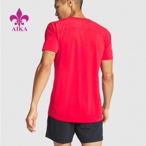 Wholesale Custom Spandex Muscle Quick Dry Logo Printing Blank Red Gym T Shirt Para sa Mga Lalaki