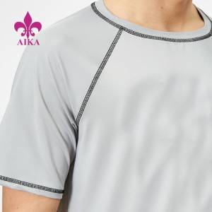 Camiseta de punto de contraste en branco de ximnasio de adestramento para homes de fitness e impresión personalizada