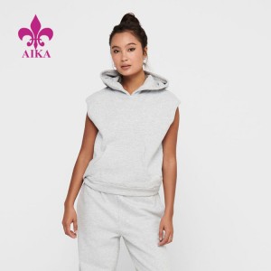 OEM персонализирано спортно облекло без ръкави, обикновен памучен пуловер за жени