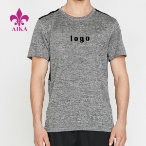 Lichtgewicht Fabric Oanpaste Logo Printing Polyester Gym Sports T Shirt Fitness foar manlju