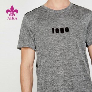 ເນື້ອຜ້າເບົາ Custom Logo Printing Polyester Gym Sports T Shirt Fitness For Men