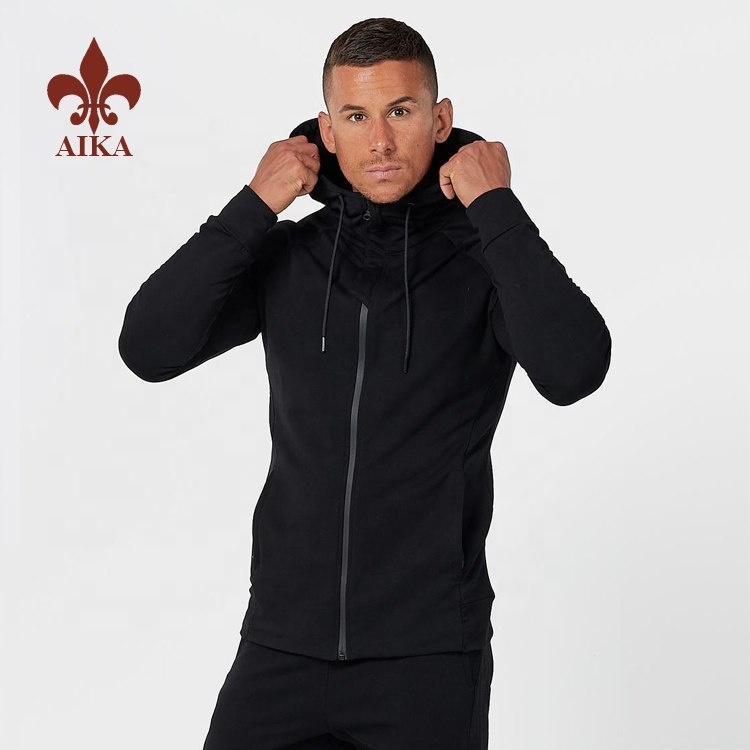مجموعة يوجا ذات تصميم احترافي - ملابس رياضية OEM عالية الجودة مخصصة للرجال من القطن اللدنة باللون الأسود تناسب الجملة - AIKA