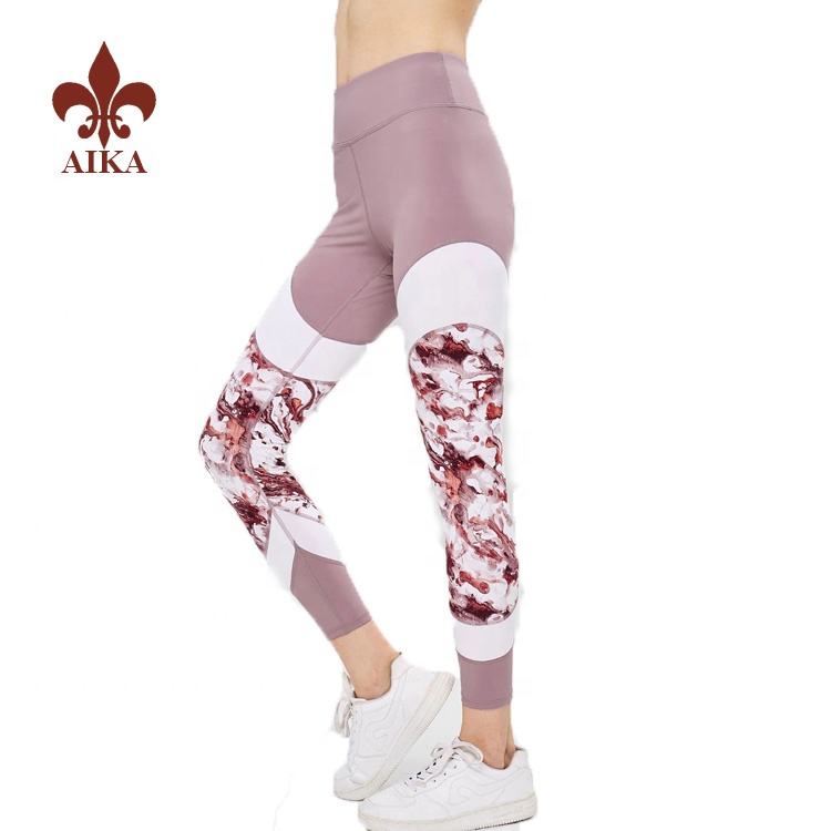 Camisetas de ioga para provedores fiables: pantalóns de ioga para mulleres ajustados con impresión por sublimación de tela 73% poliéster e 27% elastano de alta calidade - AIKA