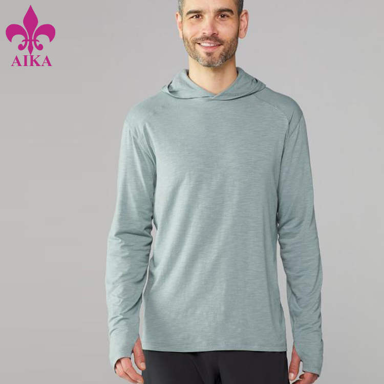 Gyártó: Running Fitness Shorts - Custom Fitness Clothing Póló, hosszú ujjú nyomatokkal Finger Hole Könnyű kapucnis ing férfinak – AIKA