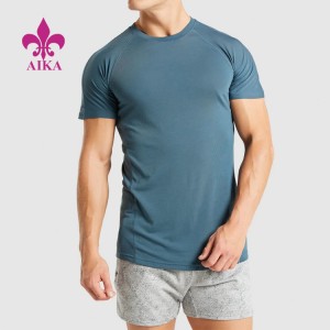 Kompresijska srajca z logotipom po meri, poliestrska hitro sušeča zračna telovadna majica s kratkimi rokavi za moške