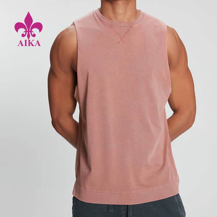 Celana Pendek Pria 2021 Berkualitas - Gym Aktif Kustom Berkualitas Tinggi Nganggo Tank Top Katun Polos Spandex Pink Kanggo Pria - AIKA