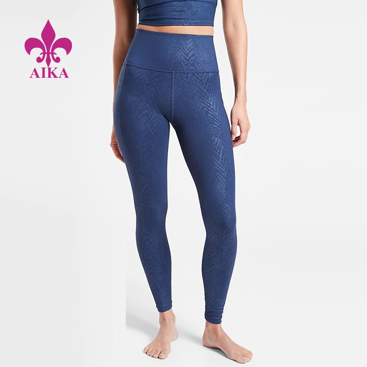 професионална фабрика за дамски фитнес клинове - Персонализирани дишащи йога клинове с висока талия и страничен джоб за жени – AIKA