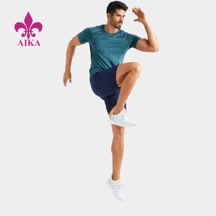 Najnižja cena za kratke hlače za šport in fitnes - Moške majice s kratkimi rokavi iz poliestra po meri za veleprodajo fitnes oblačil za telovadnico - AIKA