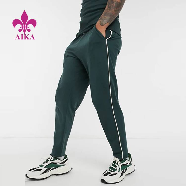 OEM/ODM China Men Sportswear Apparel - Men Sport Running Wear Logo Printing Solid Color Side Stripe Green Sweat Pants – AIKA