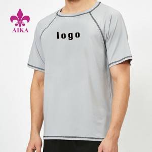 Großhandel Custom Printing Fitness Männer Workout Gym Blank Kontraststich T-Shirt