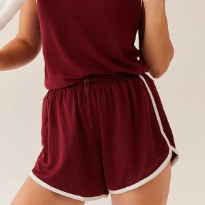 OEM мрежести тъкани, регулируема талия, дамски атлетични шорти за бягане